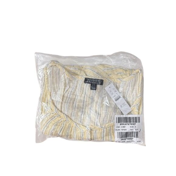 NWT J CREW Puff-sleeve henley in striped gauze in Pale Banana - Picture 6 of 7
